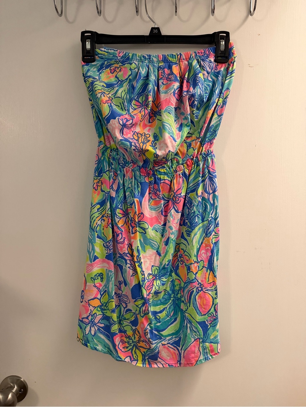 Lilly Pulitzer Strapless Floral Sundress in Blue, Pink, Green and Yellow